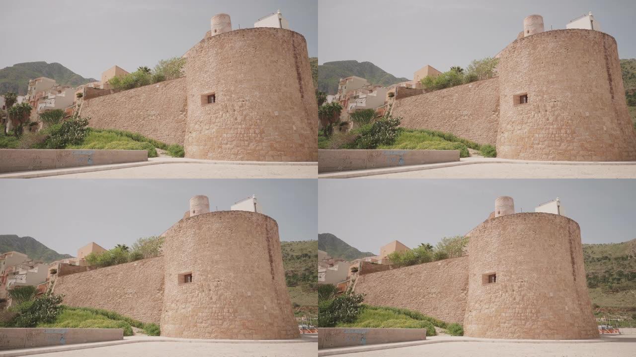 在castellammar del Golfo的阿拉伯-诺曼城堡的平移镜头