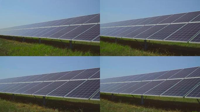 草地上的大型太阳能发电站。