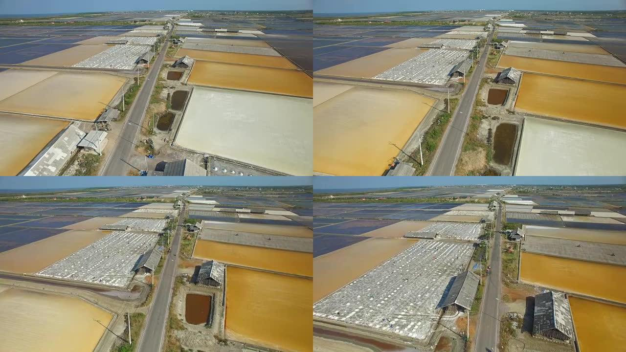 泰国沿海省份盐业的鸟瞰图