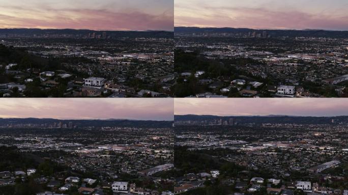 面向世纪城的洛杉矶空中城市景观