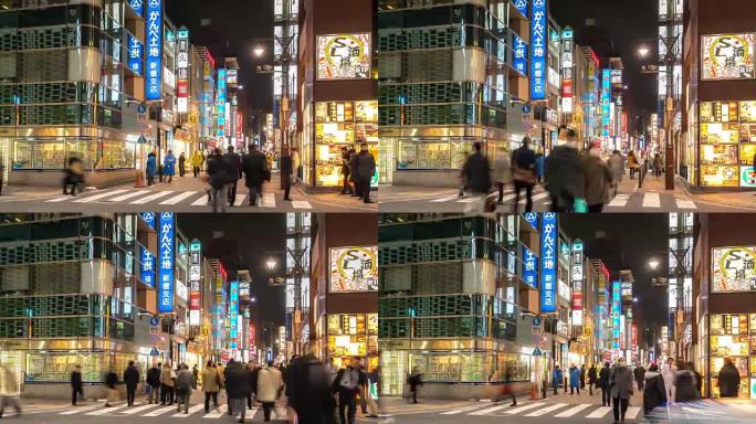 延时: 在日本东京新桥hangout区拥挤的行人