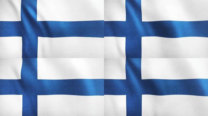 4k高度详细的芬兰旗-可循环