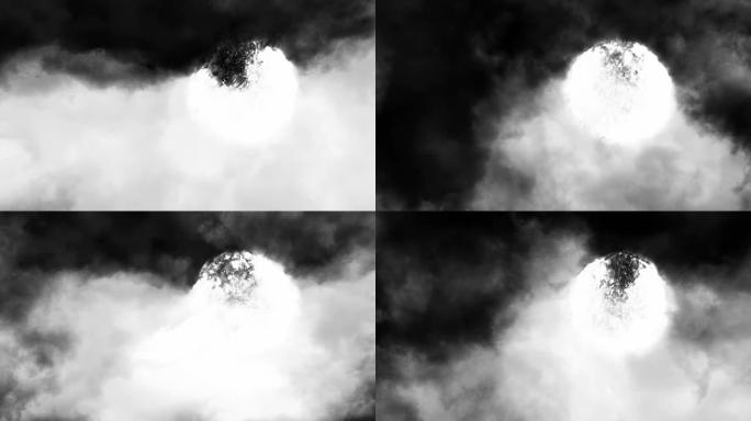 乌云和球体-黑白 (循环)