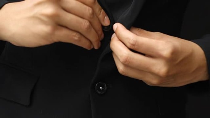 商务男士扣子或解开扣子昂贵的西装外套