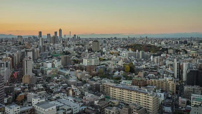 日本日落时分拥有美丽天空的名古屋城市景观