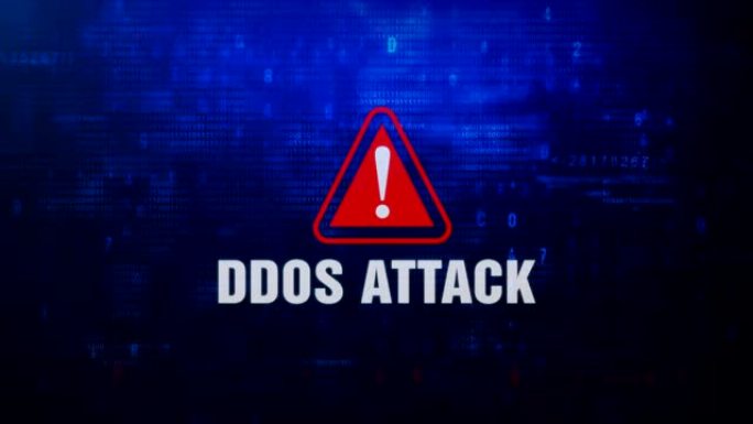 DDOS攻击警报警告错误消息在屏幕上闪烁。