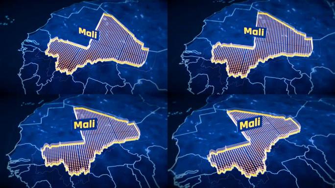 马里国家边界3D可视化，现代地图轮廓，旅行