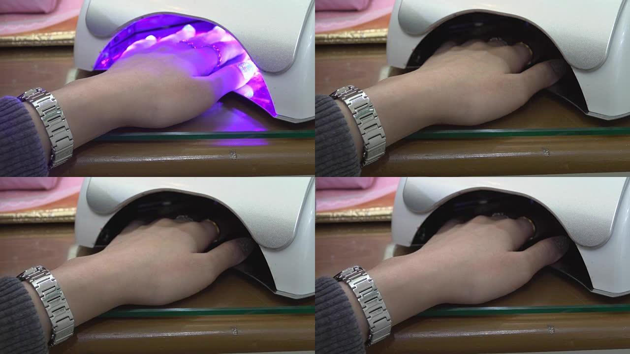 修指甲过程中紫线热干手指甲油
