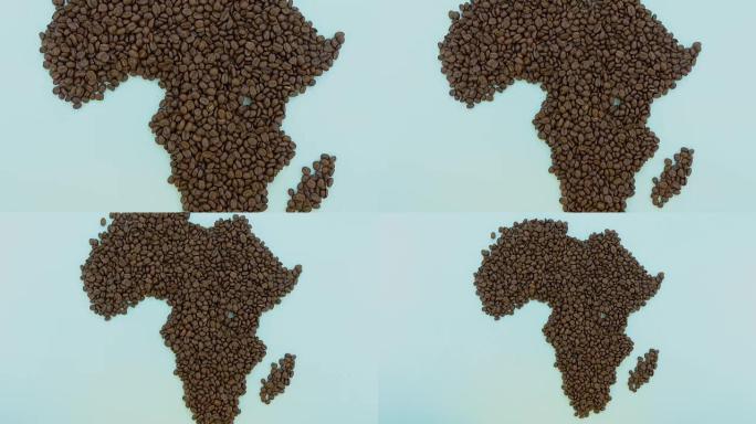 由烘焙咖啡豆制成的非洲地图