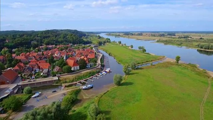 德国下萨克森州希扎克尔河和易边河的鸟瞰图