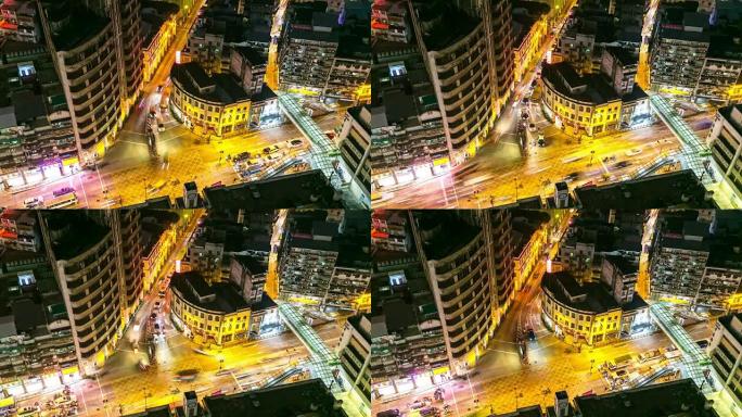 延时: 澳门天际线城市景观大街夜间
