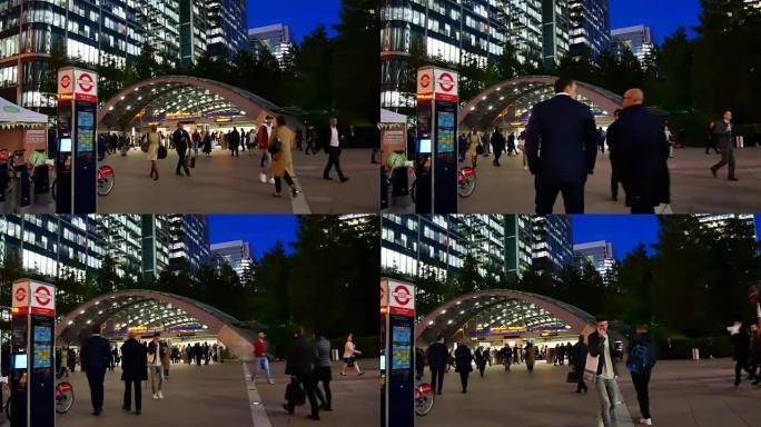 英国伦敦办公大楼区商务人员的4k移动