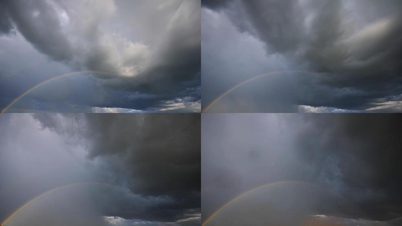 暴风云中的彩虹时间流逝。