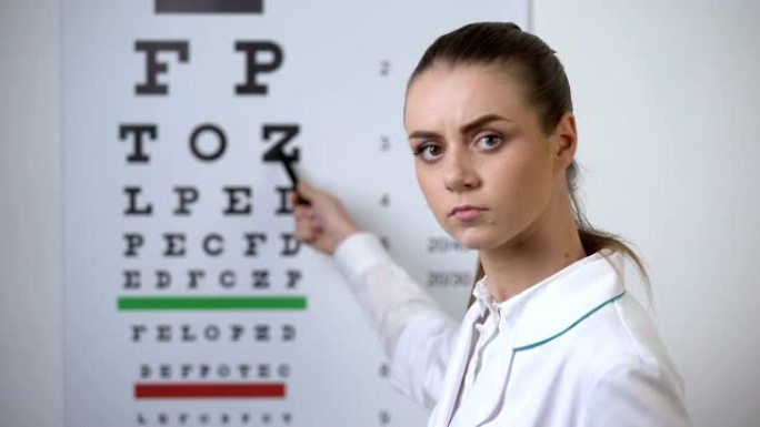 POV患者难以关注视力表，眼镜商诊断视力模糊