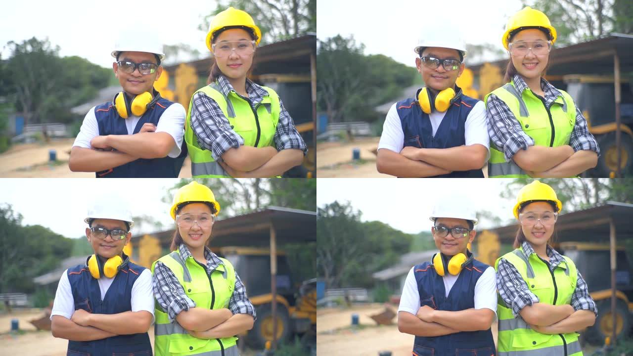 亚洲男女工程师微笑