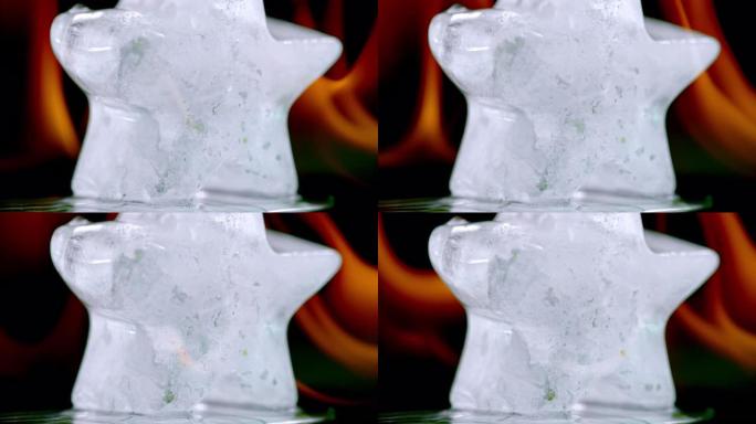 SLO MO LD星形冰块在火中融化