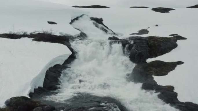 空中无人机户外景观: 挪威冰冻山区