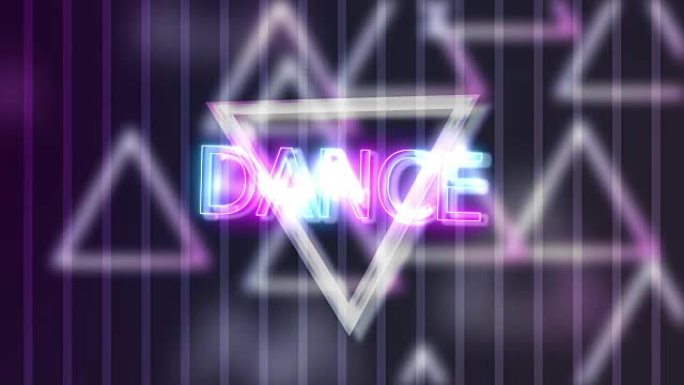 霓虹灯在三角抽象背景动画上跳舞