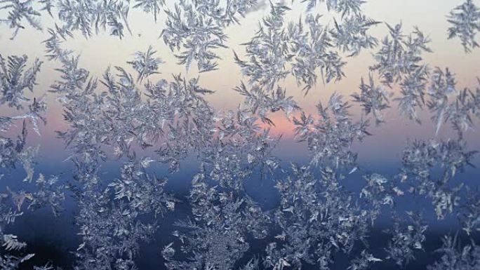 霜，玻璃上的霜，日出，