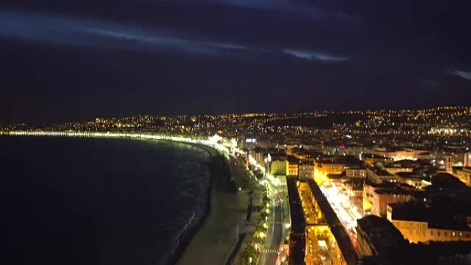 法国里维埃拉尼斯海滩港的电影倾斜镜头