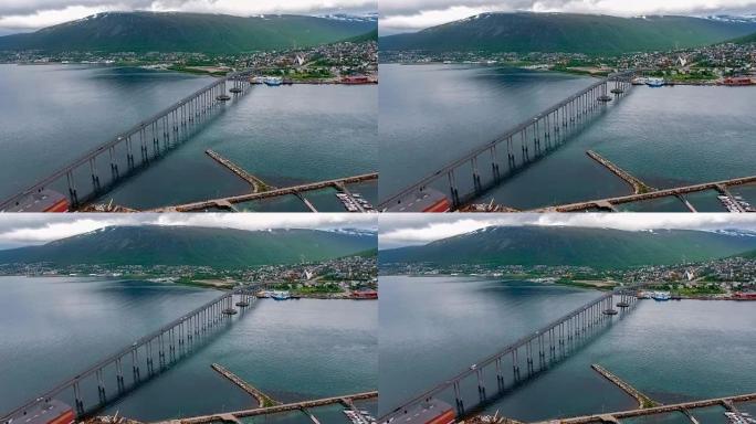 挪威特罗姆瑟市桥航拍