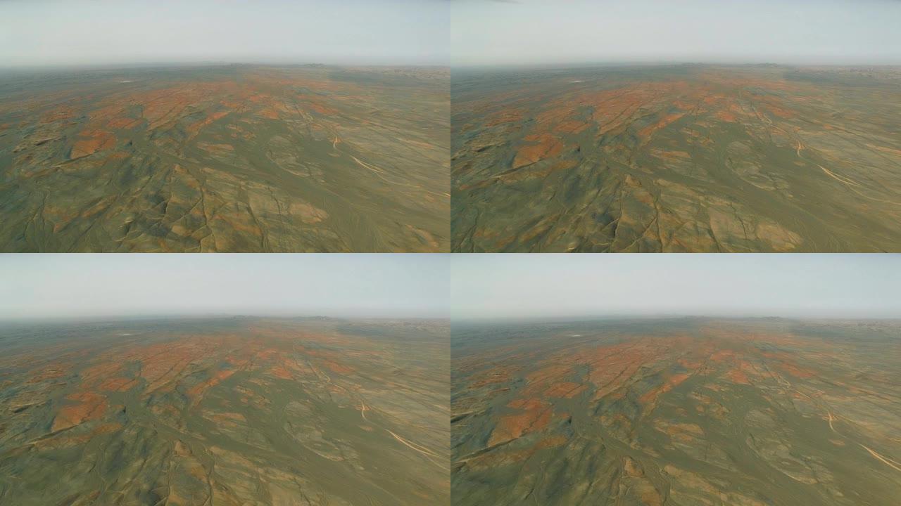 中国新疆戈壁沙漠鸟瞰图。