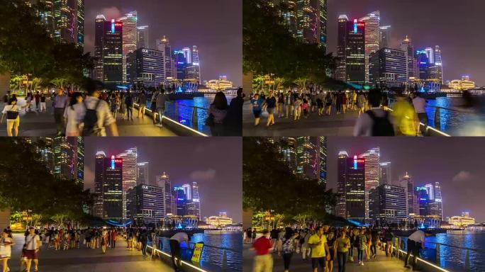4k时间流逝: 新加坡城市夜间的行人