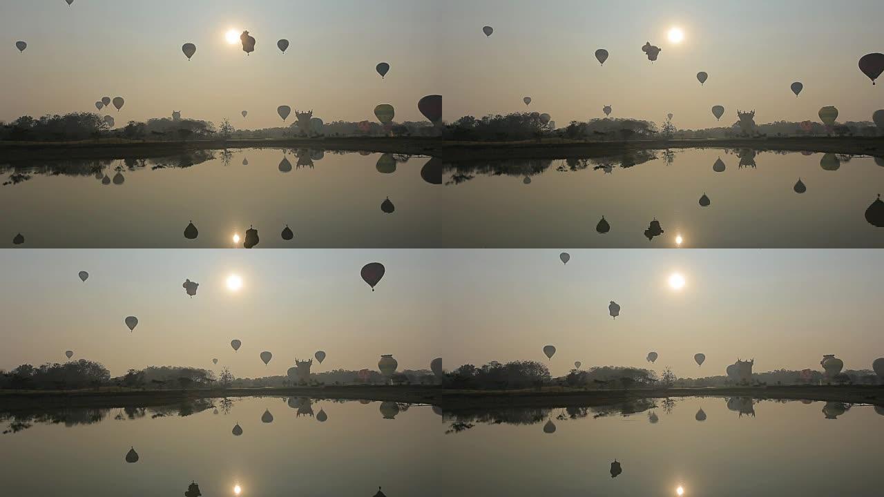 日出中的气球节