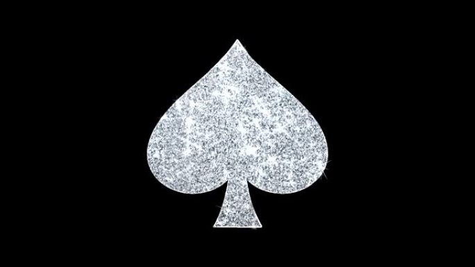 扑克牌套装黑桃图标闪亮闪光环闪烁粒子。