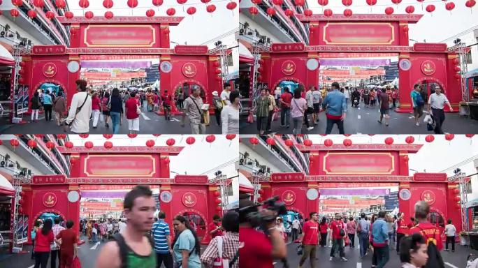 泰国曼谷春节人潮拥挤