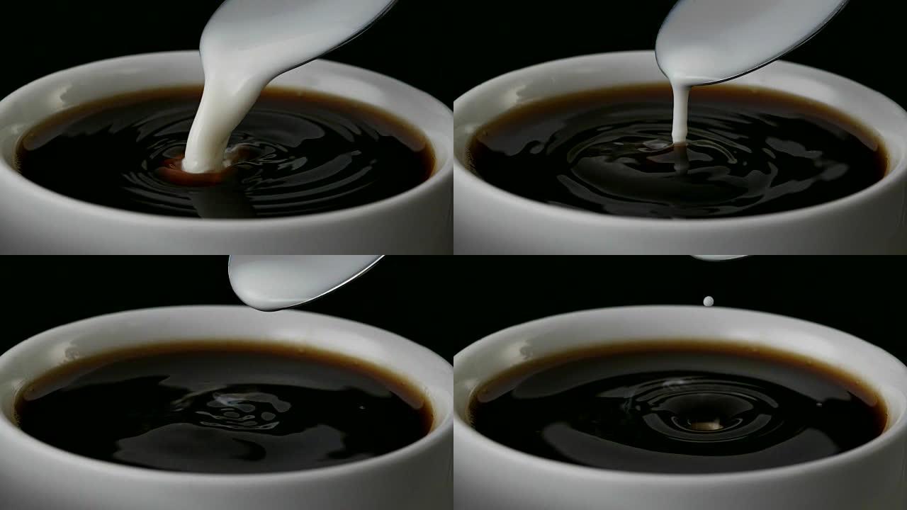 加一点牛奶的黑咖啡-特写