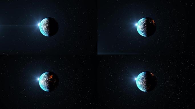 地球旋转日食动画上的空间视图