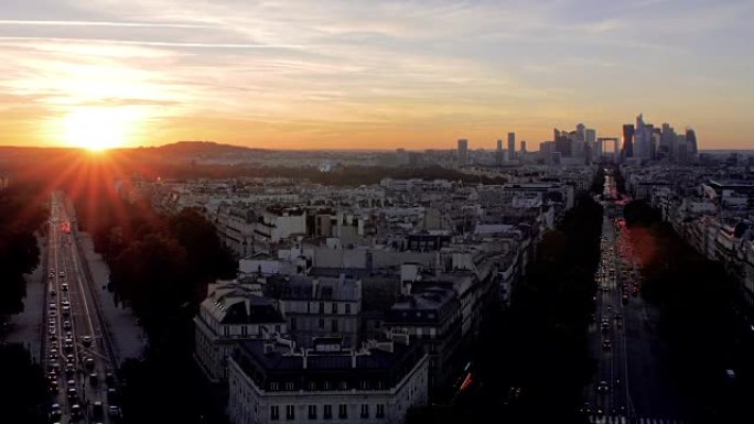 巴黎拉德芳斯的日落。
