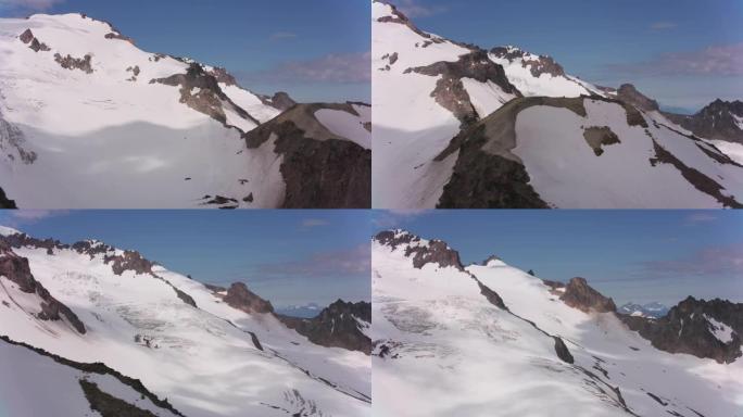 冰川峰的鸟瞰图。雪山航拍雪山大景冰雪
