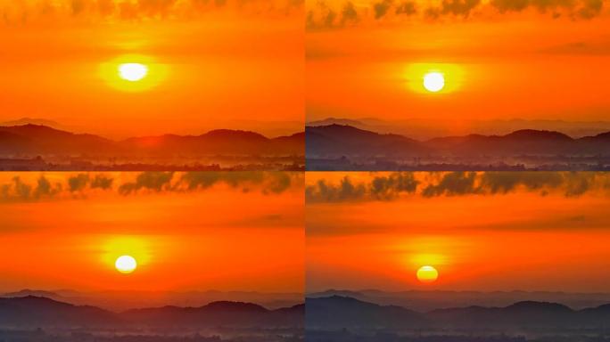 山脉日落时间流逝。