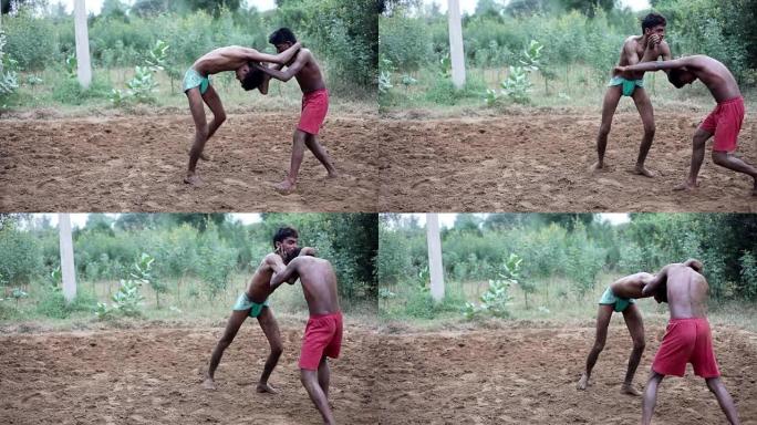 印度的乡村泥巴摔跤