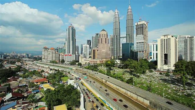 吉隆坡城市景观 (KLCC) 和马来西亚国家石油公司大厦，吉隆坡，马来西亚。