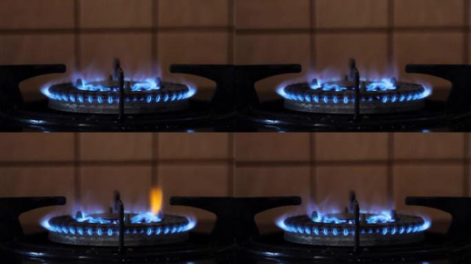 厨房燃气灶燃烧的煤气