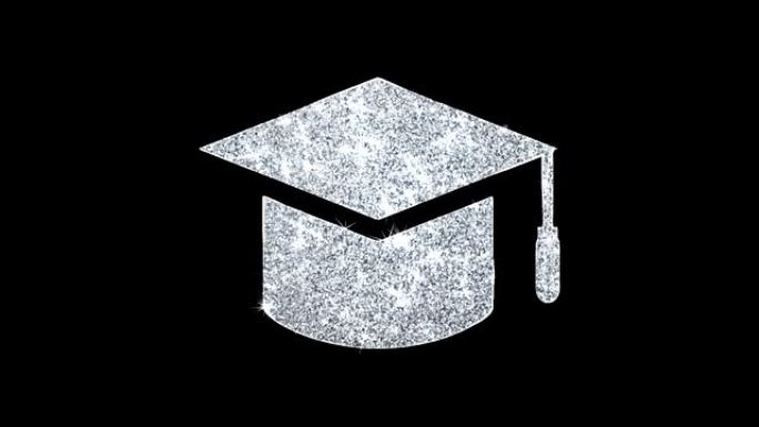 毕业帽毛刺图标闪亮闪光环闪烁粒子。