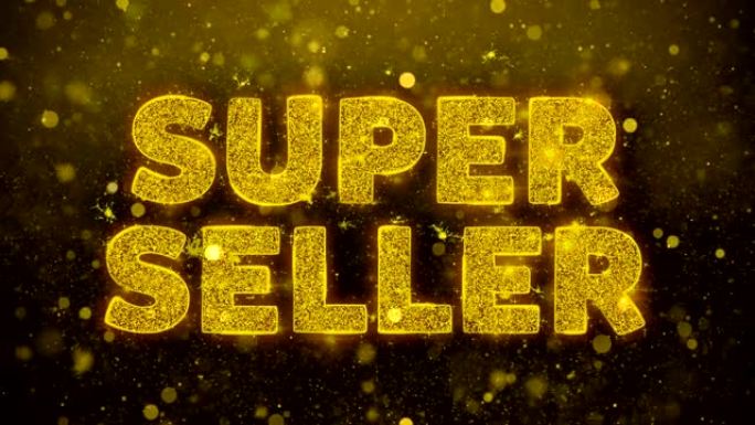 金色闪光闪耀粒子动画上的超级卖家文字。