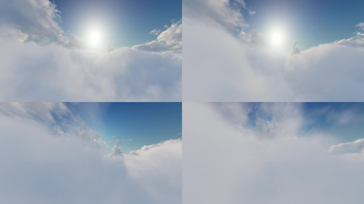 云朵云层蓝天白云流云穿梭穿越场景背景素材