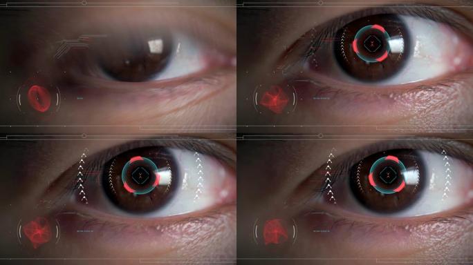 男子眼睛被扫描电脑图文运动效果