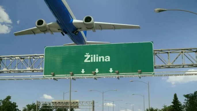 飞机起飞Zilina。斯洛伐克