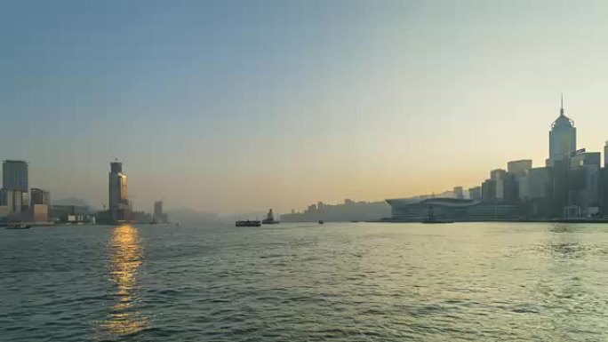 黎明时分的香港维多利亚港