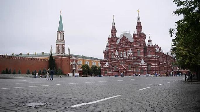 莫斯科红场与国家历史博物馆和克里姆林宫
