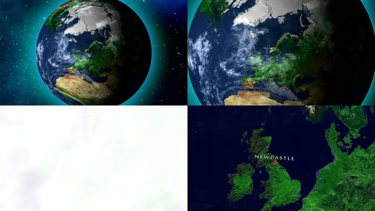 纽卡斯尔放大英国定位三维地球