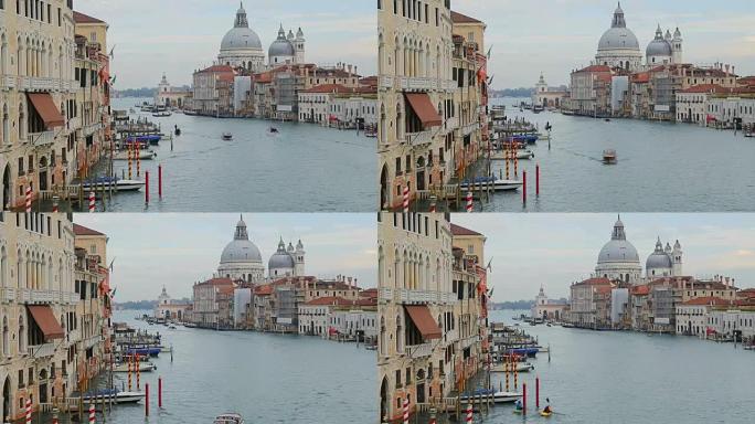 意大利威尼斯大运河和大教堂圣玛丽亚德拉礼炮