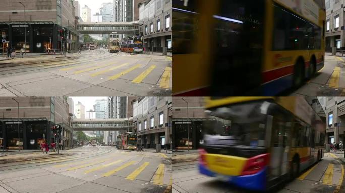 香港市区街道及现代建筑交通繁忙
