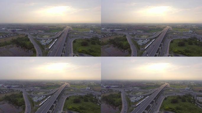 航拍画面: 泰国曼谷交通拥挤的高速公路