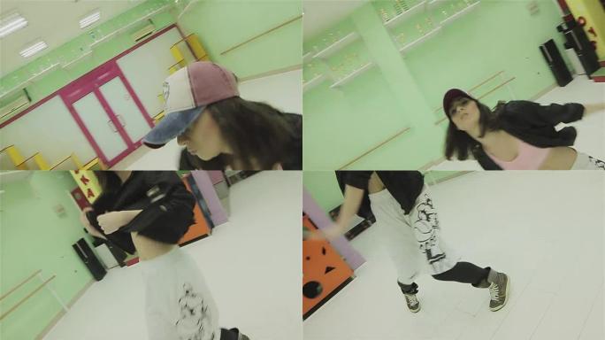 年轻女子跳舞嘻哈，相机稳定拍摄